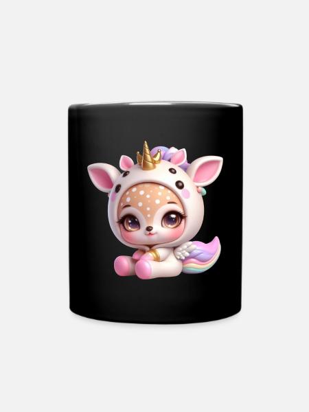 Pastellunicorn mit Flügeln - Tasse einfarbig - Schwarz