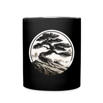 Asiatische Landschaft - Tasse einfarbig - Schwarz - Vorne
