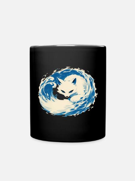 White Fox - Full Colour Mug - black