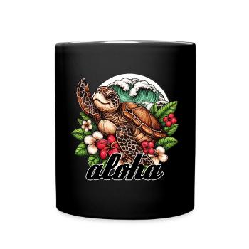 Aloha Schildkröte Hawaii Geschenk - Tasse einfarbig - Schwarz - Vorne
