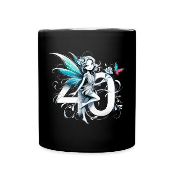 40 Jahre Fee Elfe süß Geburtstag Geschenk - Tasse einfarbig - Schwarz - Vorne