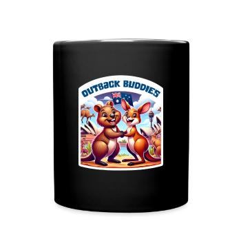Motif de kangourou australien et de quokka - Mug uni - noir - Devant
