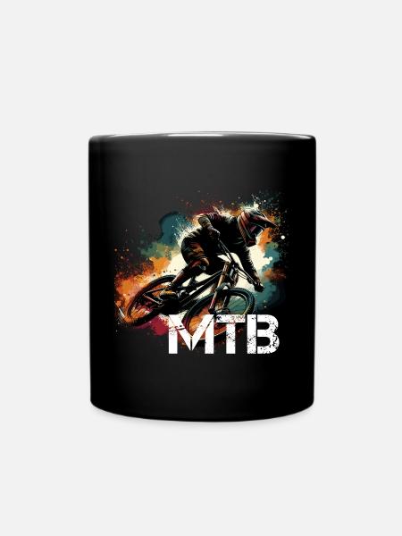 MTB Mountainbiking Mountainbiken Geschenk - Tasse einfarbig - Schwarz