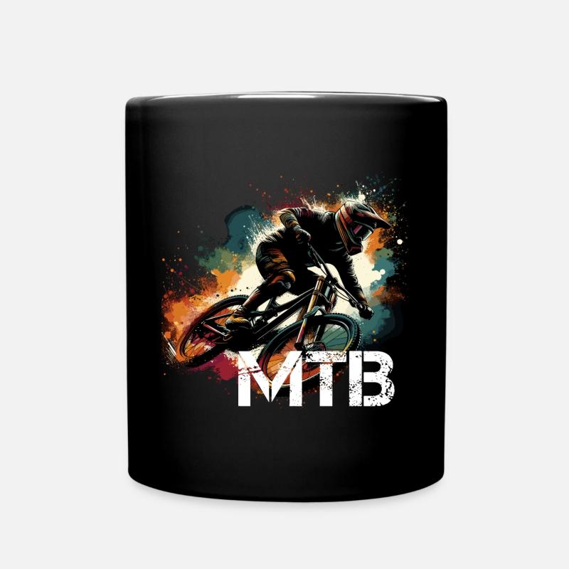 MTB Mountainbiking Mountainbiken Geschenk - Tasse einfarbig - Schwarz