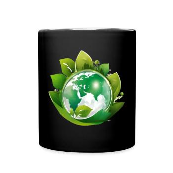 Planet Erde, Mutter Natur - Tasse einfarbig - Schwarz - Vorne