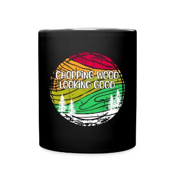 Déclaration en bois hache menuiserie bûcheron scie arbre - Mug uni - noir - Devant