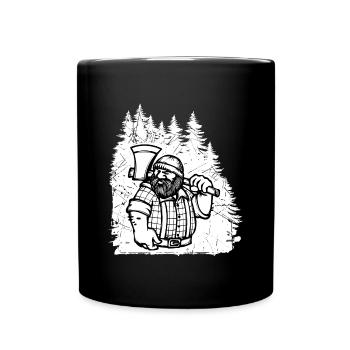 Forest Tree Lumberjack Travail du bois Hache de travail du bois - Mug uni - noir - Devant