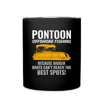 Pontonboot Motorboot Hochseefischen Lustig - Tasse einfarbig - Schwarz - Vorne