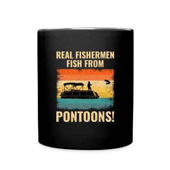 Pontonboot Bootfahren Pontooning Angeln Retro - Tasse einfarbig - Schwarz - Vorne