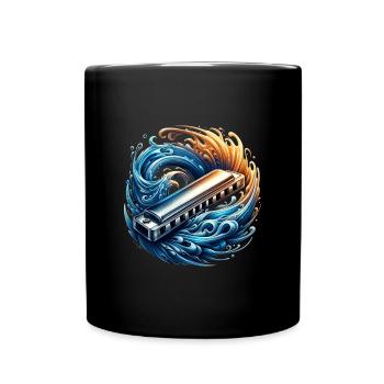 Mundharmonika Abstraktes Design - Tasse einfarbig - Schwarz - Vorne