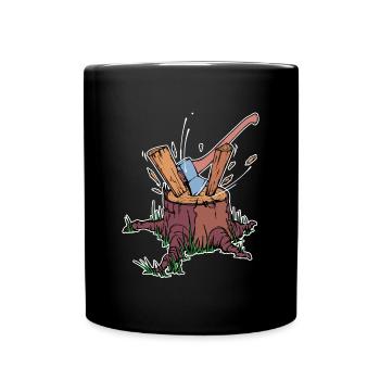 woodcutter, woodwork, woodwork, woodwork, axe, forester - Full Colour Mug - black - Front