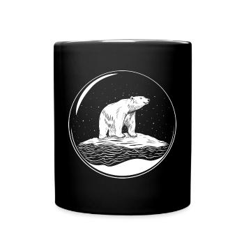 Eisbär auf Eisscholle Save the polarbear - Tasse einfarbig - Schwarz - Vorne