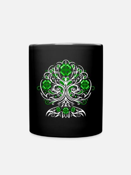 Arbre de vie de la Saint-Patrick avec des trèfles - Mug uni - noir
