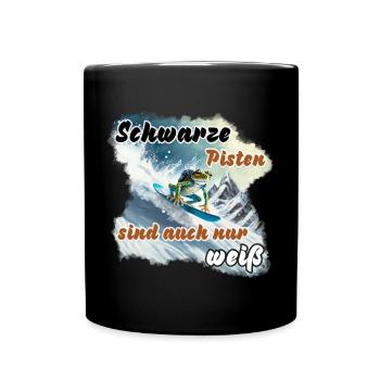 Schwarze Pisten sind auch nur weiß - Tasse einfarbig - Schwarz - Vorne