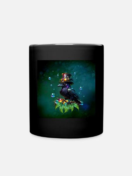 Fantastischer Steampunk-Rabe - Tasse einfarbig - Schwarz