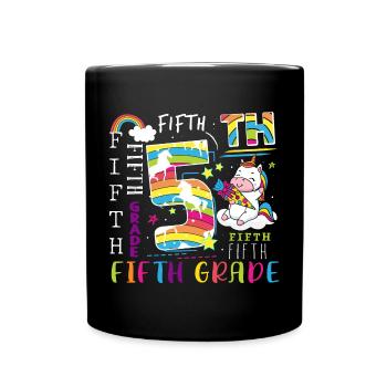5. Klasse Einhorn Schulkind - Tasse einfarbig - Schwarz - Vorne