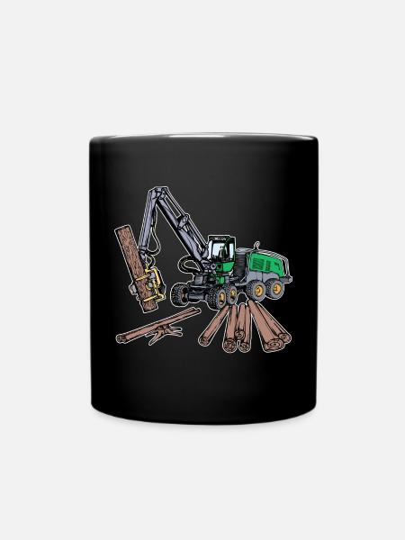 Holz Waldarbeit Holzarbeit Holzfäller Festmeter - Tasse einfarbig - Schwarz