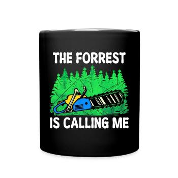Tronçonneuse déclaration boiseries arbre bûcheron - Mug uni - noir - Devant