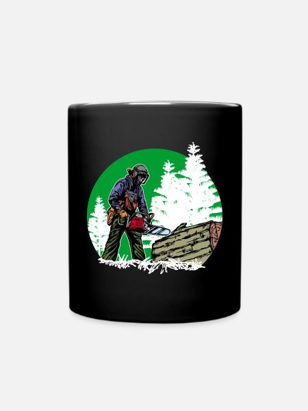 Arbre bûcheron tronçonneuse bois boiserie forêt - Mug uni - noir
