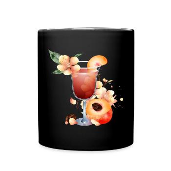 Cocktail à la moitié de pêche et aux fleurs de pêcher - Mug uni - noir - Devant
