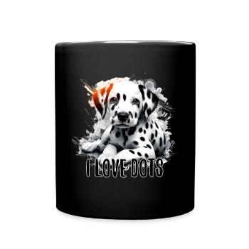 Dalmatiner Welpe Ich liebe Punkte Hund Geschenk - Tasse einfarbig - Schwarz - Vorne