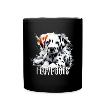 Dalmatiner Welpe Ich liebe Punkte Hund Geschenk - Tasse einfarbig - Schwarz - Vorne