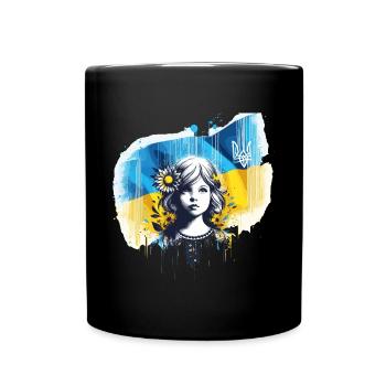 Ukraine Girl Flag Stops the War - Full Colour Mug - black - Front