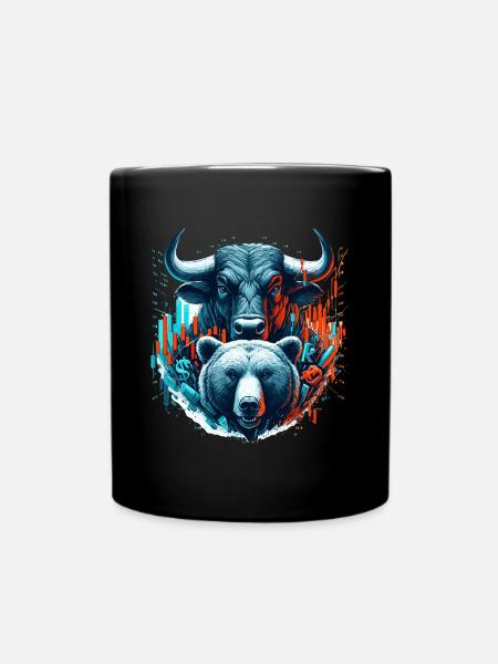 Finanzen Stier Bär Börse Wallstreet Geschenk - Tasse einfarbig - Schwarz