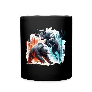 Finance Taureau Bear Fight Wall Street cadeau - Mug uni - noir - Devant