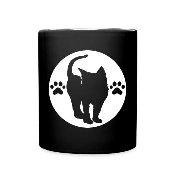Cat Logo, Paw Symbol, Crest Emblem, Graphic icon - Full Colour Mug - black - Front