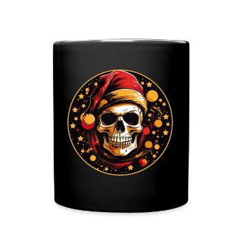 Crâne comme crâne de Père Noël avec chapeau de Père Noël - Mug uni - noir - Devant