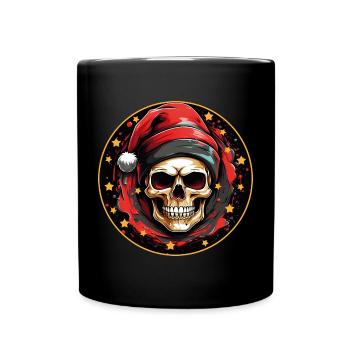 Crâne comme crâne de Père Noël avec chapeau de Père Noël - Mug uni - noir - Devant
