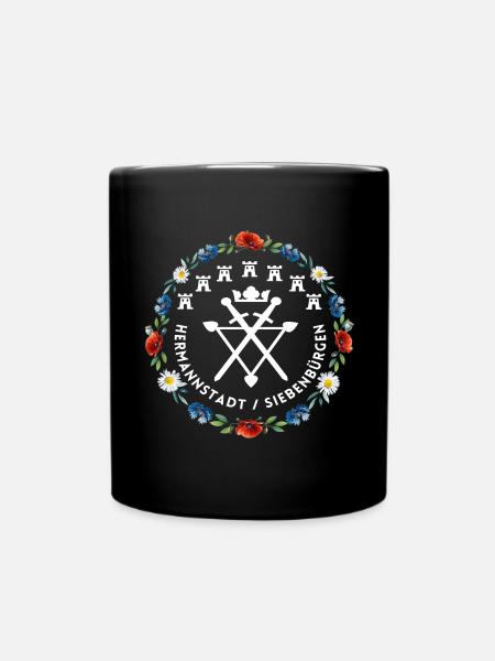Hermannstadt Siebenbürgen Design weiße Schrift - Tasse einfarbig - Schwarz