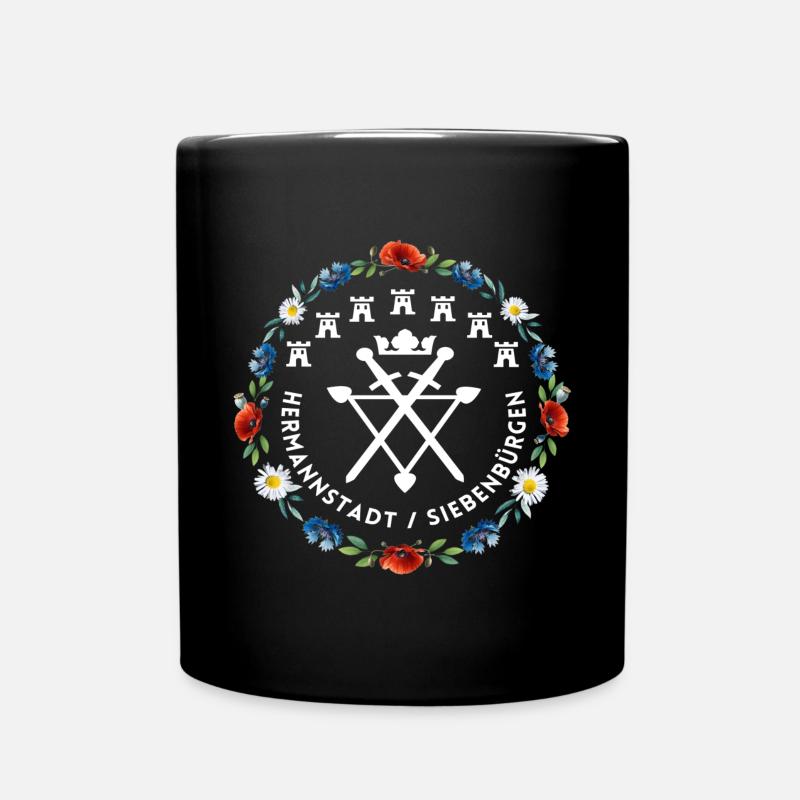 Hermannstadt Siebenbürgen Design weiße Schrift - Tasse einfarbig - Schwarz