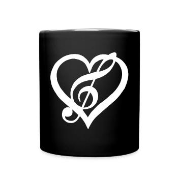 Musik im Herzen (Weiß) - Tasse einfarbig - Schwarz - Vorne