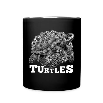 Turtle Turtles Floral Graphic Gift - Full Colour Mug - black - Front