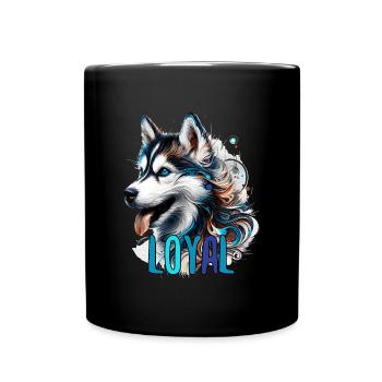 Husky Puppy Cute Loyal Dog Gift - Full Colour Mug - black - Front