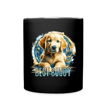 Golden Retriever chiot mignon famille chien cadeau - Mug uni - noir - Devant