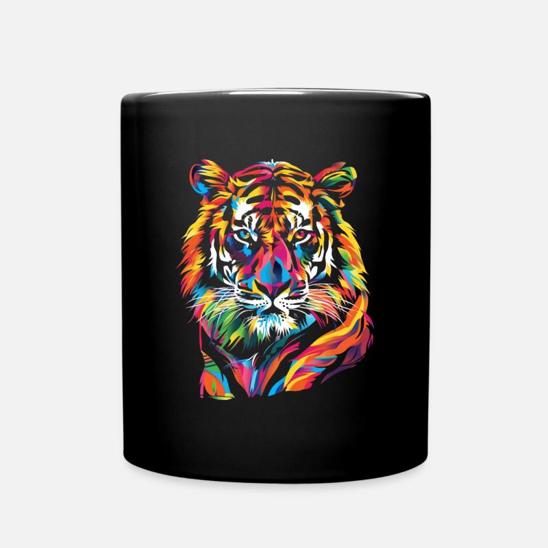 Colorful Tiger Illustration - Full Colour Mug - black