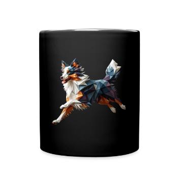 chien berger australien origami géométrique 3d - Mug uni - noir - Devant