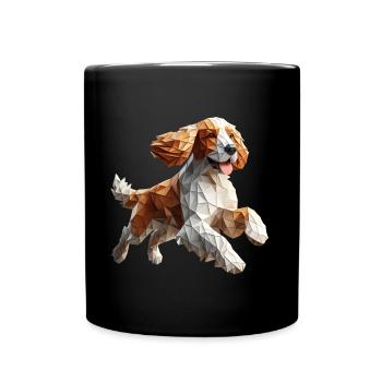 chien cocker qui court origami géométrique 3d - Mug uni - noir - Devant