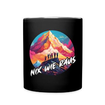 Nix wie raus mit der Familie auf die Berge - Tasse einfarbig - Schwarz - Vorne