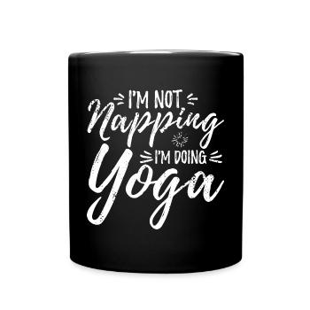 Ich schlafe nicht ich mache Yoga - Tasse einfarbig - Schwarz - Vorne