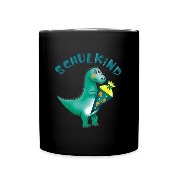 Schoolchild - Dino with school cone - customizable - Full Colour Mug - black - Front