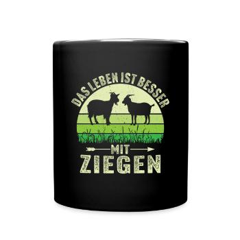 Das Leben ist besser mit Ziegen - Tasse einfarbig - Schwarz - Vorne