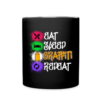 Drawing Illustration Graffiti Sprayer Street Art - Full Colour Mug - black - Front