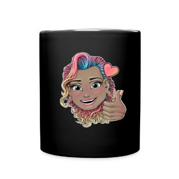 Badge multicolore vibrant pour cheveux bouclés - Mug uni - noir - Devant