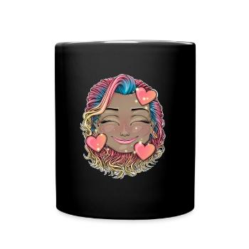 Smiley coloré aux cheveux de l’arc-en-ciel - Mug uni - noir - Devant