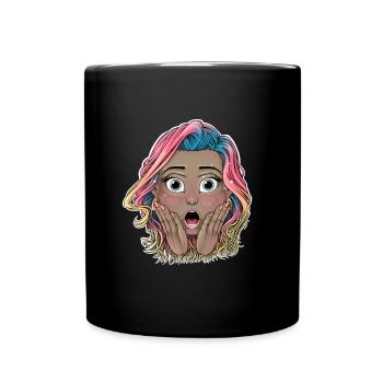 Lebendiges schockiertes Mädchen Illustration - Tasse einfarbig - Schwarz - Vorne