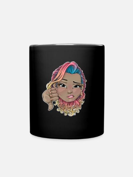 Multicoloured Hair with Disapproval Gesture - Full Colour Mug - black